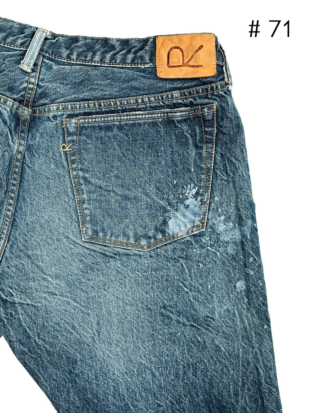 Tapered Five Pocket Hikohime Denim Cotton Pants Distressed