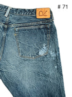 Tapered Five Pocket Hikohime Denim Cotton Pants Distressed
