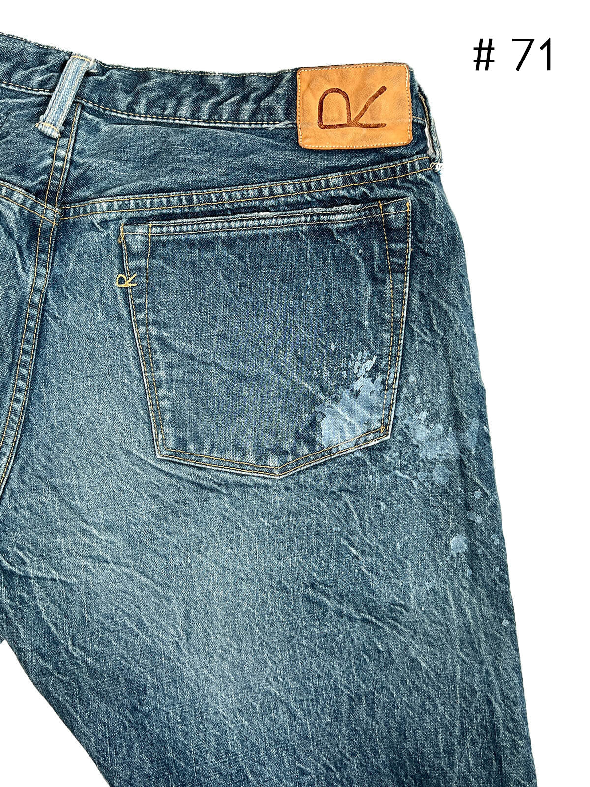 Tapered Five Pocket Hikohime Denim Cotton Pants Distressed