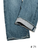Tapered Five Pocket Hikohime Denim Cotton Pants Distressed