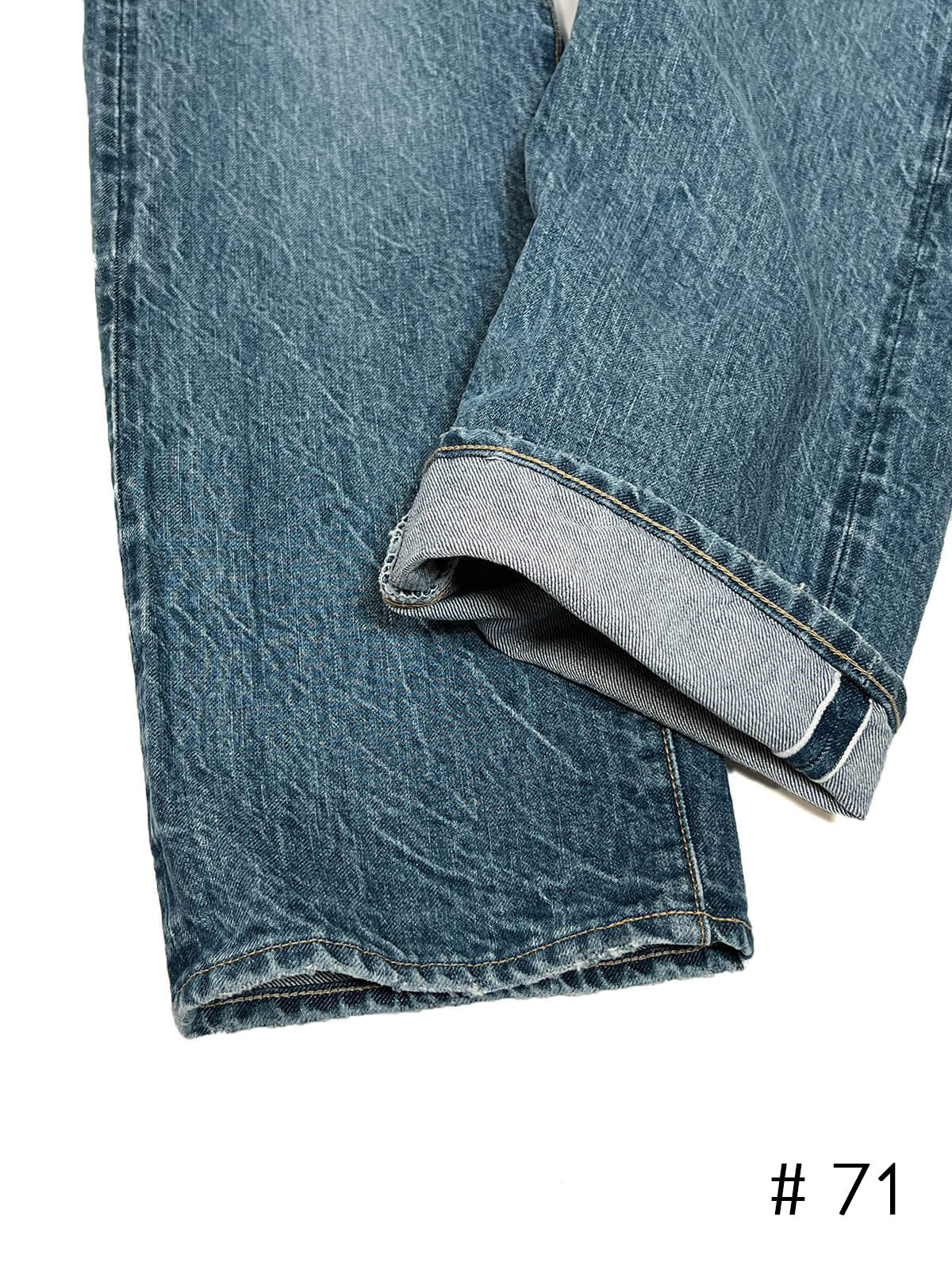 Tapered Five Pocket Hikohime Denim Cotton Pants Distressed