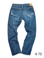 Tapered Five Pocket Hikohime Denim Cotton Pants Distressed
