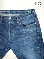 Tapered Five Pocket Hikohime Denim Cotton Pants Distressed