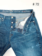 Tapered Five Pocket Hikohime Denim Cotton Pants Distressed
