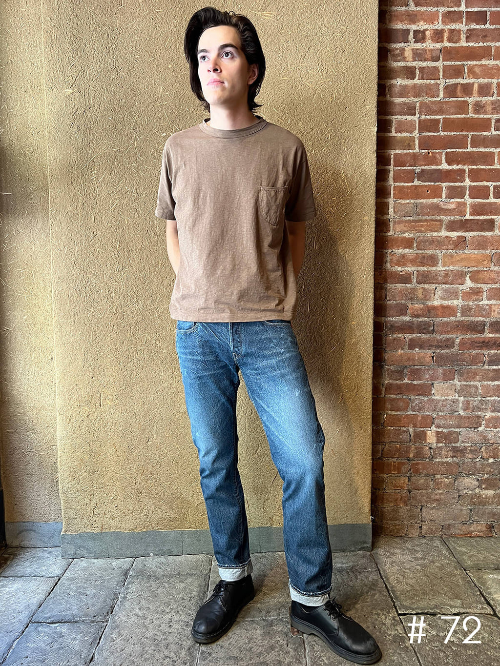 Tapered Five Pocket Hikohime Denim Cotton Pants Distressed