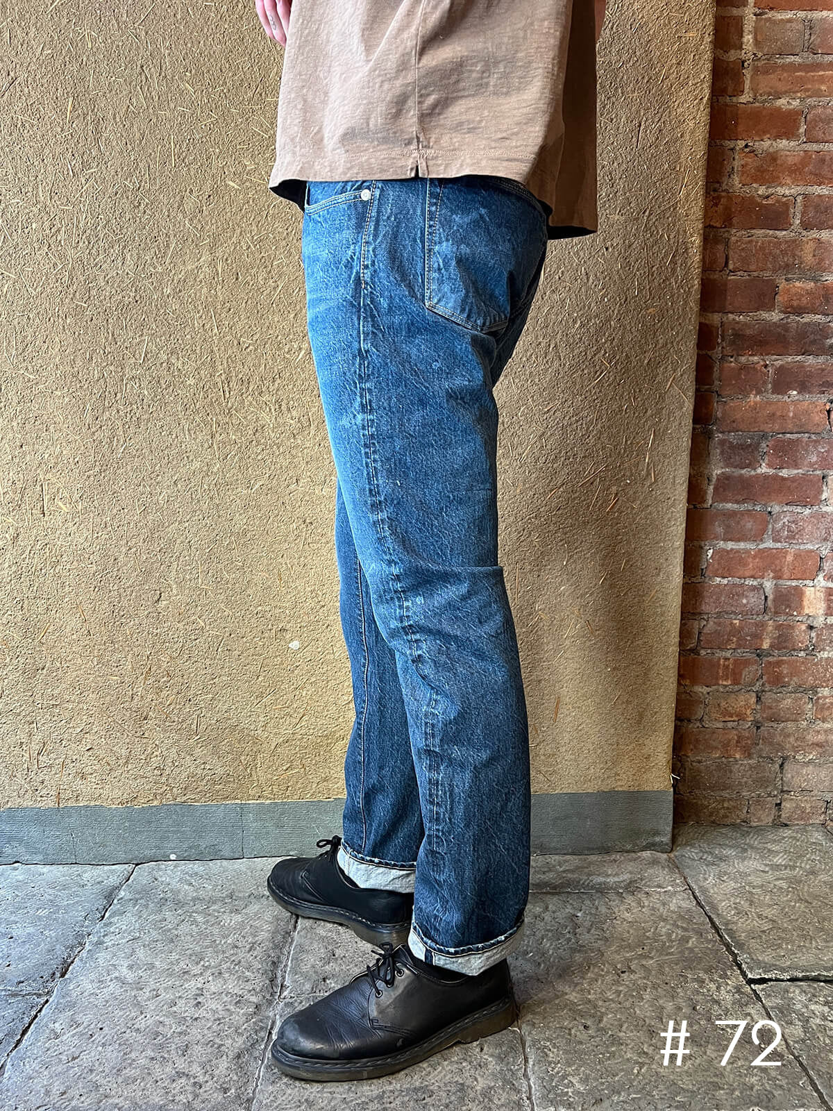 Tapered Five Pocket Hikohime Denim Cotton Pants Distressed