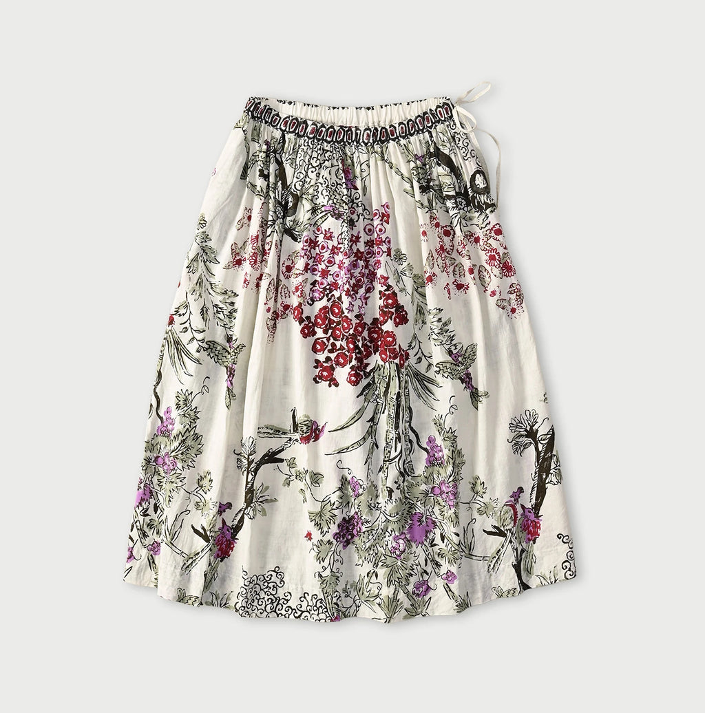 Indian Khadi Palampore Print Easy Gather Skirt